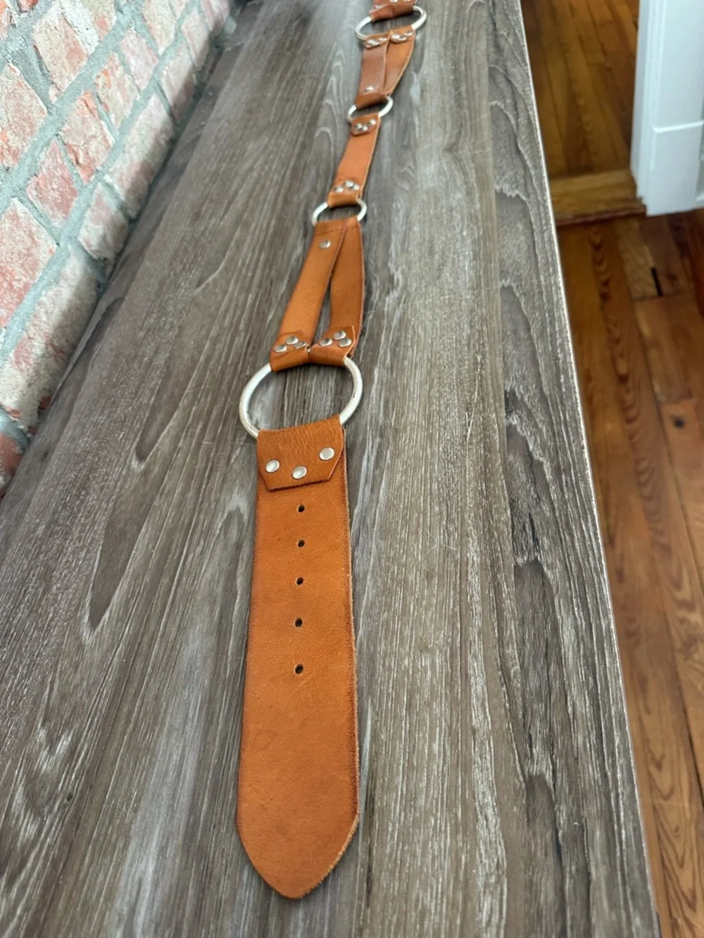 Linea Pelle Vintage Brown Leather Belt - Picture 5 of 6
